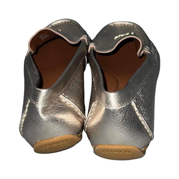 Coach Metallic Gold Leather Marley Driving Loafers Size 7 Slip On New - Picture 5 of 7